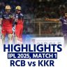 RCB vs KKR IPL 2025 match highlights