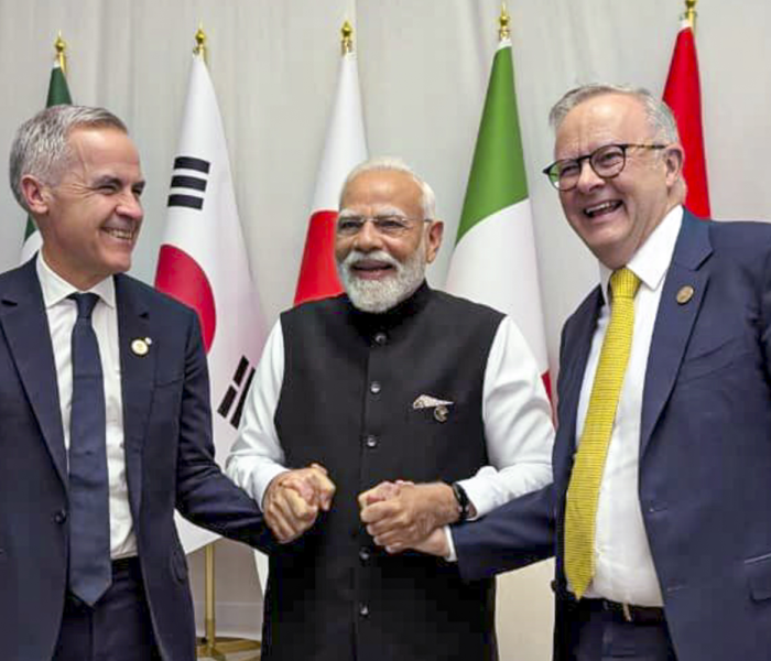 “PM Modi, Australian PM Albanese and Canadian PM Carney at G20 Summit announcing ACITI technology partnership”