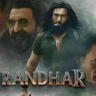 Dhurandhar movie poster featuring Ranveer Singh and Akshaye Khanna, war-themed espionage backdrop